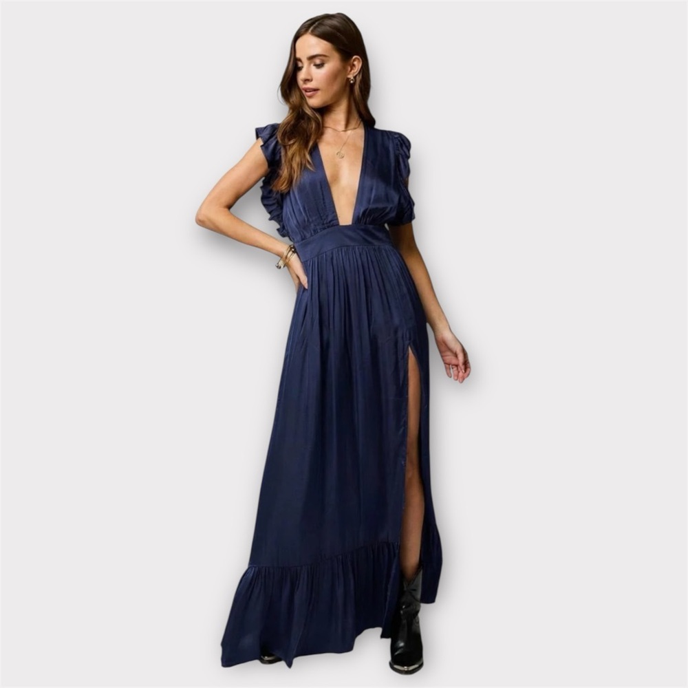 Stillwater Nwt What If Maxi Dress In Navy Peony / X-Small
